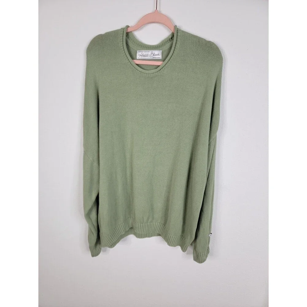 About:Blank Men's Sage 100% Cotton Logo Sweater XXL